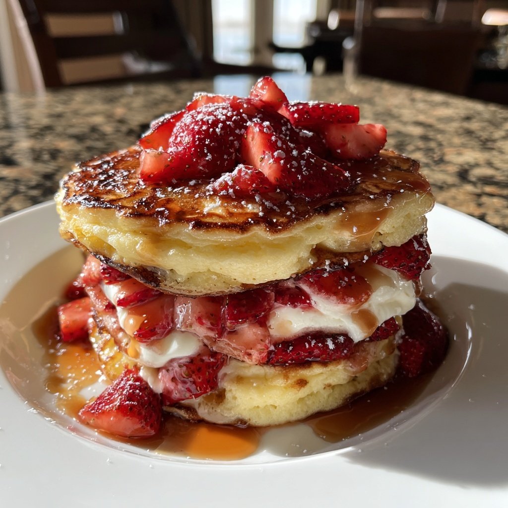 Bottomless Strawberry Pancake Stack