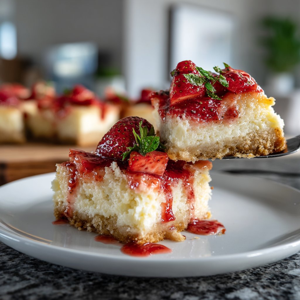 Decadent Strawberry Cheesecake Bars
