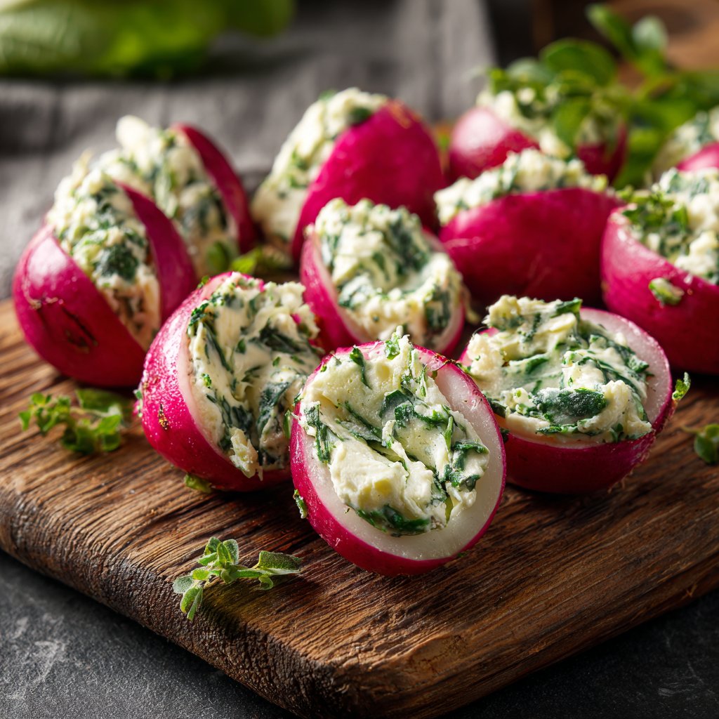 Herbed Cream Cheese Stuffed Radishes